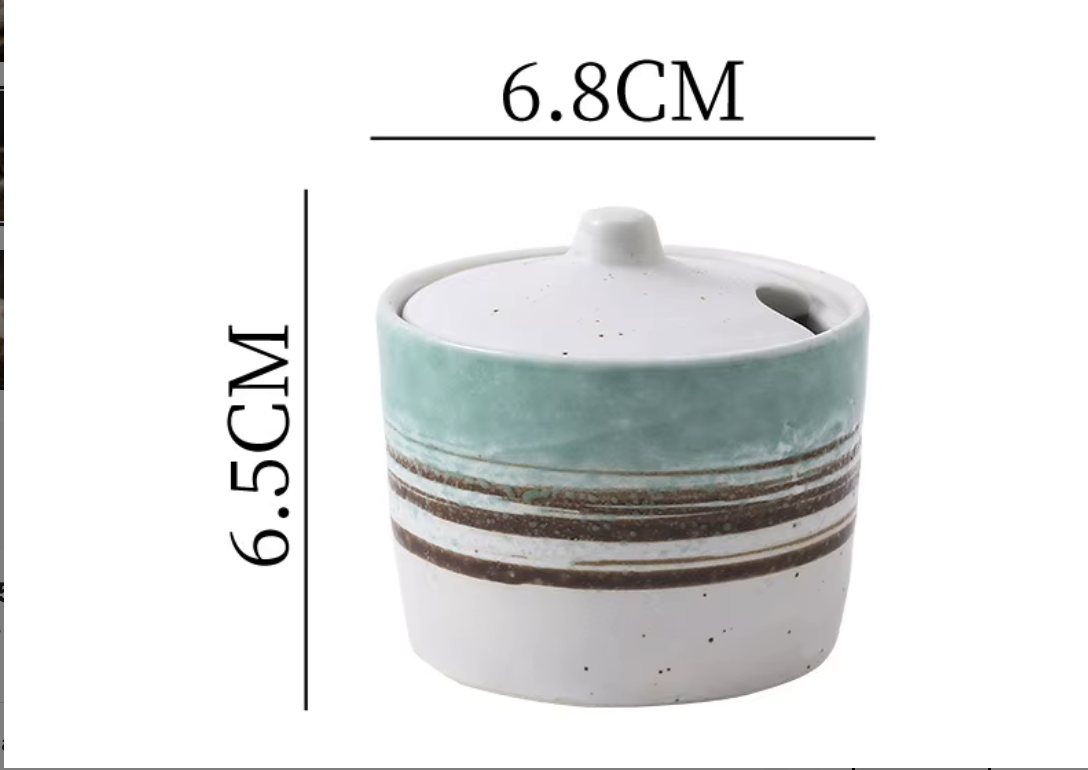 Condiment Jar — Celadon Stripe