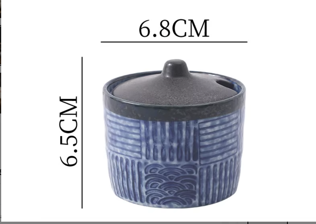 Condiment Jar — Seigaiha Grid